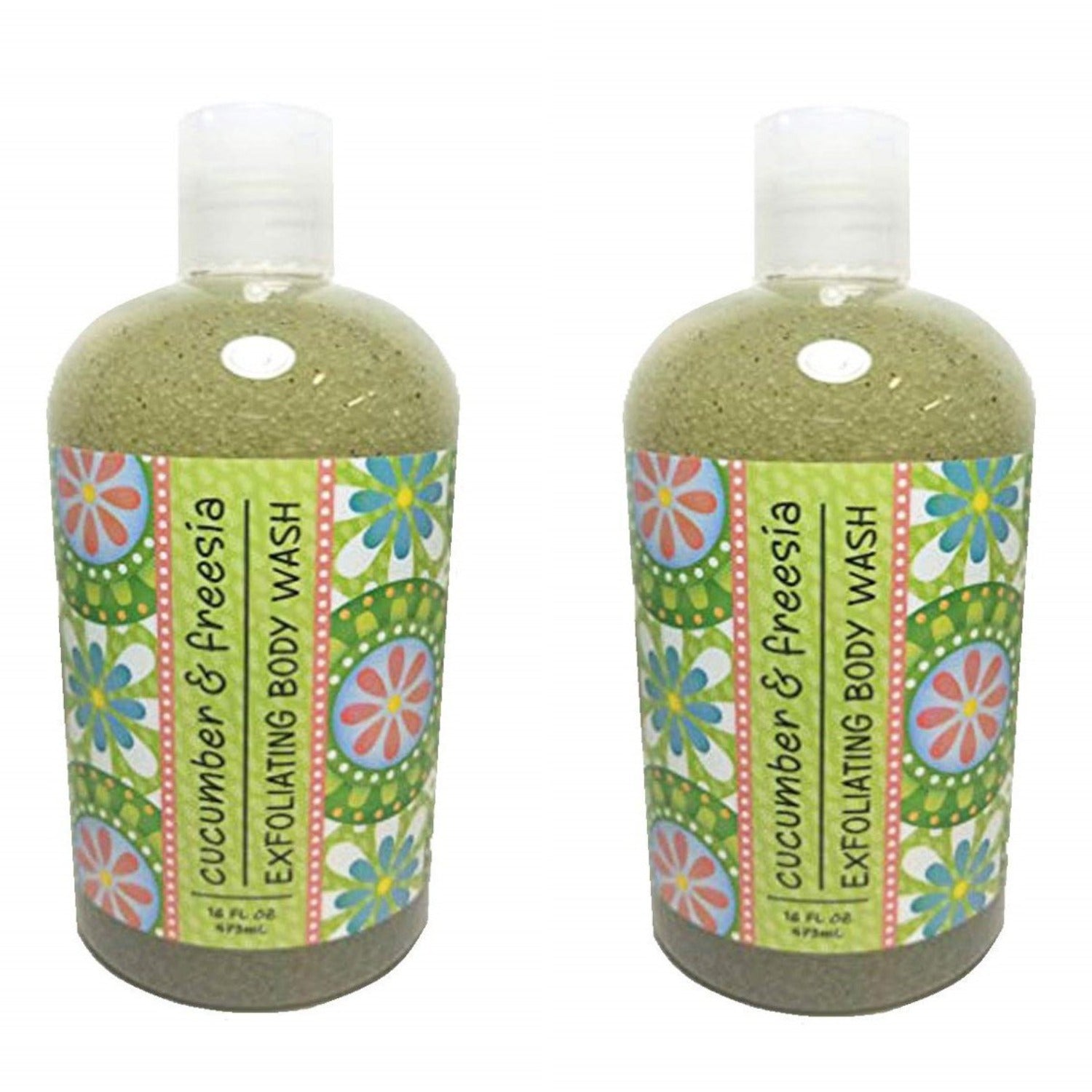 Cucumber & Freesia Scented Exfoliating Body Wash 16 oz (2 Pack)