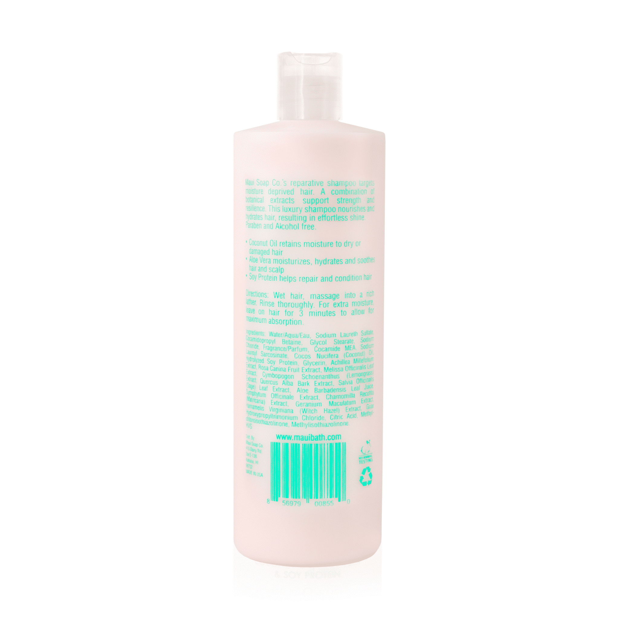 Hawaiian Coconut Shampoo 16 oz Back Of Bottle