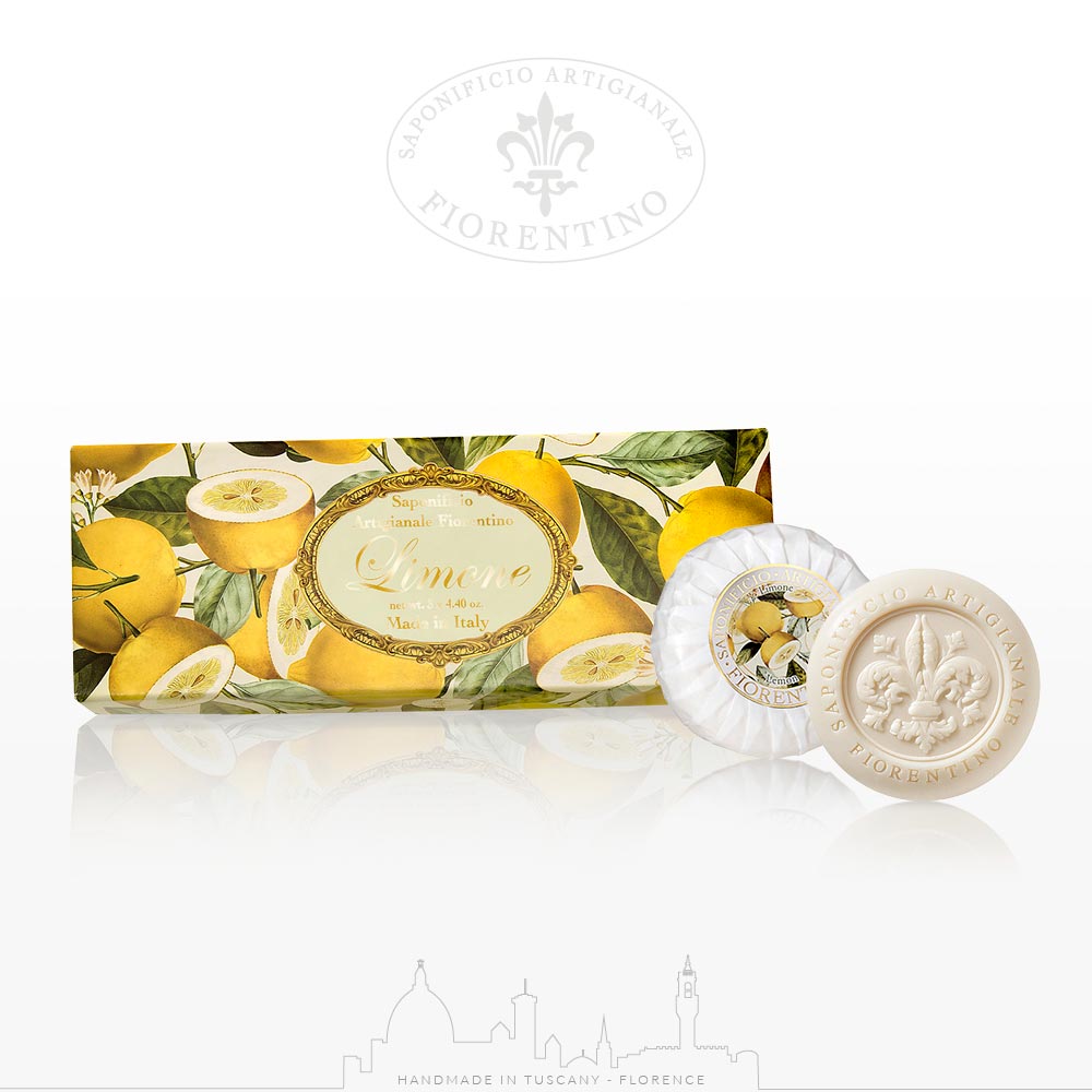 Lemon (Limone) Scented Set of 3 x 3.52 oz Round Soaps