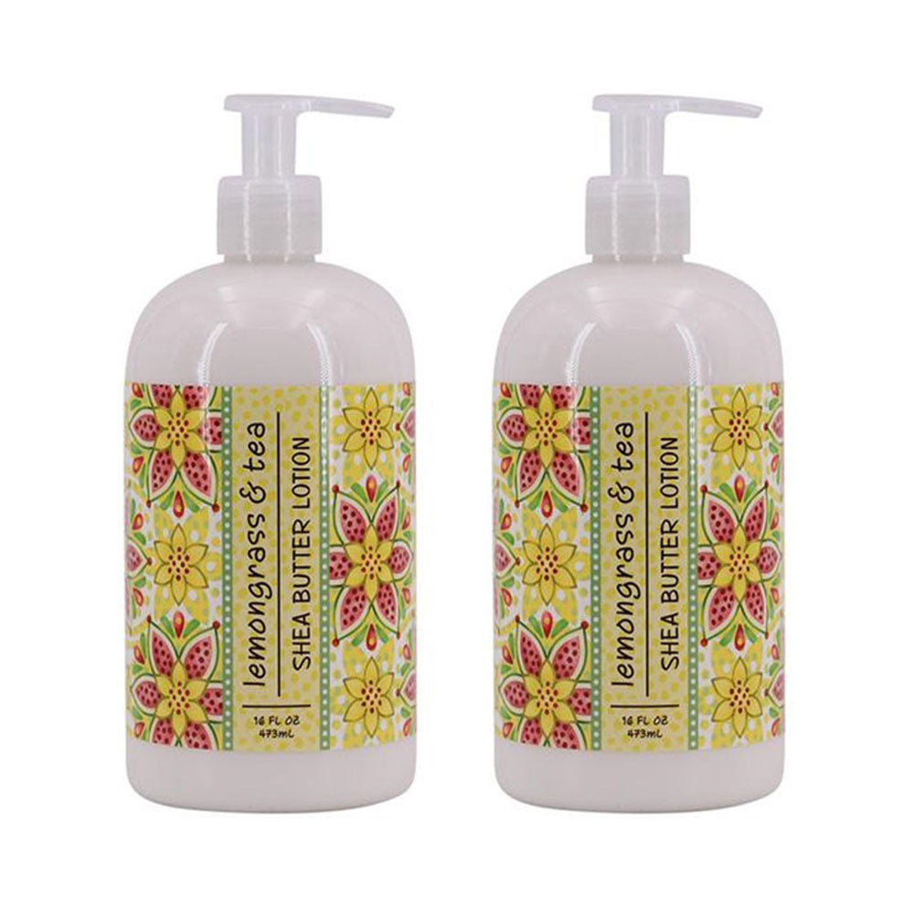 Lemongrass & Tea Scented Shea Butter Lotion 16 oz (2 Pack)