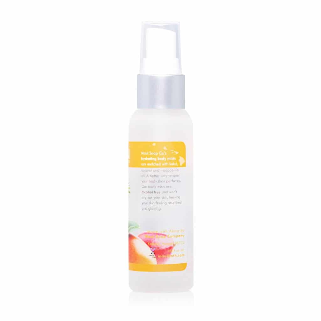 Mango Scented 2 oz Hawaiian Body Mist Back Of Bottle